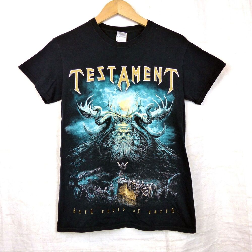 Testament T-Shirt Mens S Black Gildan Dark Roots of Earth  Metal Band Graphic